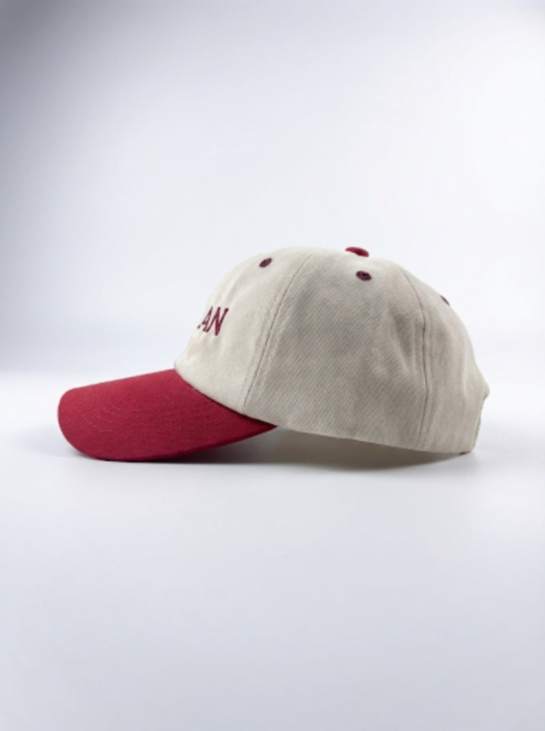 WHITE & BURGUNDY – TWO-TONE CAP